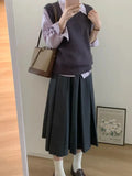 White Purple Long-Sleeved Shirt Women's Small Autumn New French-Ripen Casual Shirt