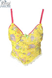 Women's Lace Patchwork Crop Top Vintage Y2k 2023 Summer Camisole Fashion Streetwear Graphic Print Female Sexy Off Shoulder