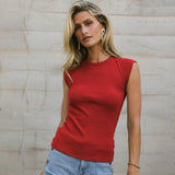 Summer Fashion Solid Color Sleeveless Round Collar Ribs Sexy Hottie Vest Sling