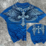 New T-Shirt Cross Wings Before And After Printing Round Neck Short-Sleeved Direct Selling