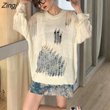 Women Loose Casual Fashionable O-Neck Knitting Solid Simple Korean Style Chic Daily Autumn Trendy Long Sleeve