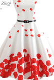 Womens Dresses 2023 Casual Floral Retro Vintage 50s 60s Robe Rockabilly Swing Pinup Vestidos Valentines Day Party