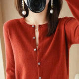 Zingj Autumn Long-Sleeved Sweater Pure Color Simple Temperament Cardigan On The Clothes With Women's Sweater Small Coat-Outfit