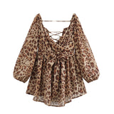Explosive Women's Temperament V Neck Shoulder Sleeves Tethered Waist