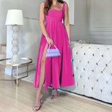 Spot 2025 Summer New Women's Fashion Pure Color Versatile Medium Long Sling