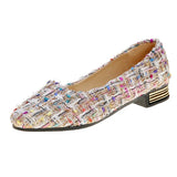 And South Korea Large-Size Cloth Low Heel Single Shoes Women's Light-Mouthed Tip Flat Bottoms To Spell Lazy Bean Shoes