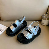 Spring And Summer New Metal Buckle Ins Pine Cake Thick Soles Casual Retro Fashion Sandals Female Students Hit The