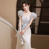 Banquet Evening Dress Women's 2025 New High-End Sensing High-End Light Luxury Small All-Day Wedding Dresses For Adults Hosting Annual