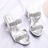 Heel Fish Mouth Sandals Woman With Water Drill Outside Wearing Large Size Sexy Female Round Head And Cold Slippers Outside Wearing