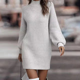 And Winter New Sweater Dress High-Necked Sweater Women Long-Sleeved Knitwear Dress