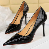 Shoes Patent Leather Woman Pumps 2022 New Designer Shoes Weave Pattern Fine High Heels Stiletto Heeled Shoes Party