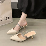Sandals Women Wear Two Slippers Summer Outside Wearing Pointed Thin Heel Water Drill After The Empty Single Shoes Women 2025