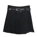 And Summer Women's Retro Modern Hit Color Clear Line Pressure Skirt Anti-Light Short Skirt With Belt