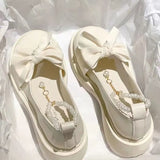 Mary Jane Shoes Women 2025 Spring And Summer New Pearl Butterfly Girl Single Shoes Coarse Heel Fairy