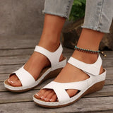 Asia Slope And Thick-Soled Sandals Women's Large-Size With Fish Mouth Magic Stick Beach Cool Drag Large Size Women's