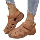 Slippers Women 2025 New Comfortable Romanesque Slope And Solid Color Large-Size Round-Head Hole Sandals