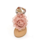 Sandals Three-Dimensional Flower Vacation Shoes Large-Size Sandals 40-43 Laded Flat Sandals