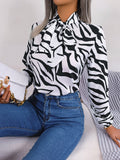 Shooting 2025 Spring And Summer Temperament Hit Color Stripe With Lantern Sleeve Chiffon Shirt Women's