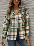 Fleece Jacket Women Plaid Coat Fall Warm Checkered Outerwear Fall Female Long Sleeve Tops Shirt Women Fashion Jacket
