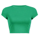Zingj Women's Summer Solid Color Multi-Color Short Fashion T-Shirt Acceptable With A