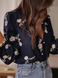 Spring And Summer New Women's Shirt Women's Long-Sleeved Embroidered Chiffon Shirt