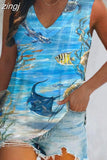 Summer Loose Tank Top Women Beach Sleeveless Shirt Women's Printed Vest Women Blusas Para Mujer Female Clothing
