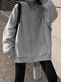 Solid Color Oversized Zip Up Hoodie- Outfit