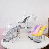 Zingj Model Walk Show Female Shoes Hate Sky High 17Cm Cm Ultra High Heel Transparent Crystal