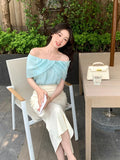 Xixi 2025 Summer New French Temperament Flower Design Chiffon Collar Short-Sleeved Blouse