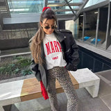 2025 Summer New High Waist Leopard Print Straight Print Women's