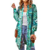 Beach Coat Bohemian Shirt Clips Loose Casual Printed Long Cardigan Women's