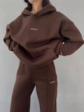 And Winter 2025 New Casual Jacket Set Plus Velvet Long Sleeve Fashion Thick Trousers Two Sets Of