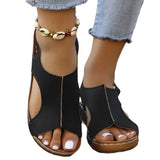 Summer New Women's Sewn Sleeves Hollow Slope And Large-Size Dew Casual Sandals