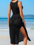 Loose Long-Slendinal Side Open Fork Beach Hollow Knitwear Sunscreen