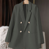 Zingj New Blazer Female Metal Button British Wind Casual Versatile Green Red Small Suit