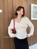 Special Price Does Not Return] Xiu Xixi 2025 Autumn Long-Sleeved V-Neck Flower Knitted Woolen Woman