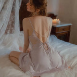 Spring And Summer New Simulation Silk Sexy Pajamas Tmall French High-End Feel Chest Cushion Pure Lusty