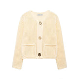 Women's INS Explosion Coarse Needle Long Sleeved Button