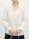 Temperament Lace Lace V-Neck Shirt Women's Spring 2025 Design Sense Niche Elegant Loose