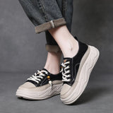 Version Of Leather Casual Shoes Women In The Autumn Of 2025 New Loose Cake Thick-Soled Bread Shoes With Two Soft-Soled Soft-Sided