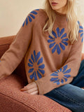 Flower Color Design 2025 New Autumn And Winter Leisure Knitted Sweater Top Long-Sleeved Female