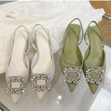 Zingj Sandals Female Fine Heel Summer Design Sense Fairy Wind A Word With Water Diamond Pointed Head Temperament High-Heeled Shoes