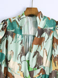 Women's Horse Print Long-Sleeved Dress Dress