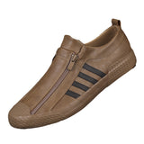 Men's Shoes 2025 Autumn Men's Casual Leather Shoes Fashion Flat Shoes One Foot Pedal
