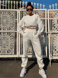 Women Pullover Hoodies Sweatshirts Suit Winter Spring Solid Casual Tracksuit Fleece Y2k 2 Pieces Set Sweatpants Quality