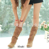 Hot Size 42 Yards 43 Yards Flat Bottom Boots Women's Autumn And Winter New Lace Lace Women Boots