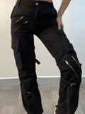 Zipper Strap Detail Cargo Pants-Outfit