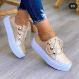 Lace Casual Single-Shoe Women 2025 Autumn New Thick-Soled Low-Top Shoes