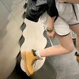 Mom 2025 Autumn Martin Boots With Female Boots Bumblebee Coarse And Round Head Boots Waterproof