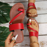 Toe Slipper Female Solid Color Round Head Wearing Large-Size Beach Cool